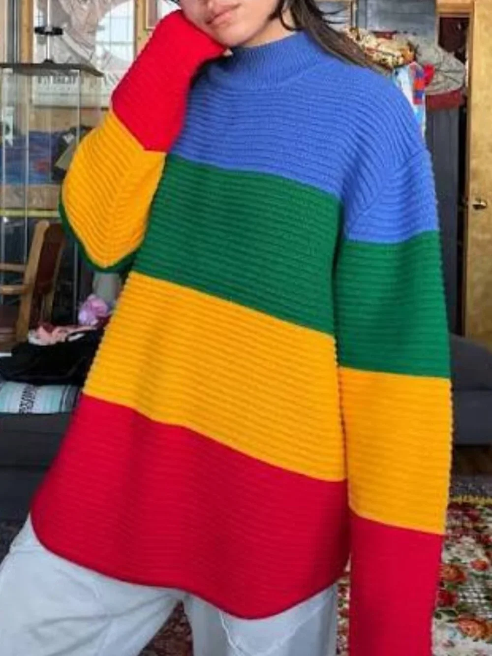UNIF Rainbow Crayola Sweater Sz XL Plus Size